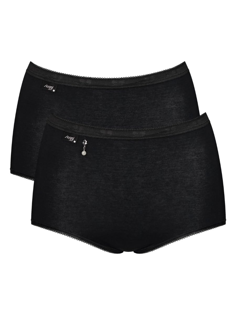 Sloggi Women's Black Pearl Basic+ Pearl Maxi 2 Pack Briefs Black Xl - 16
