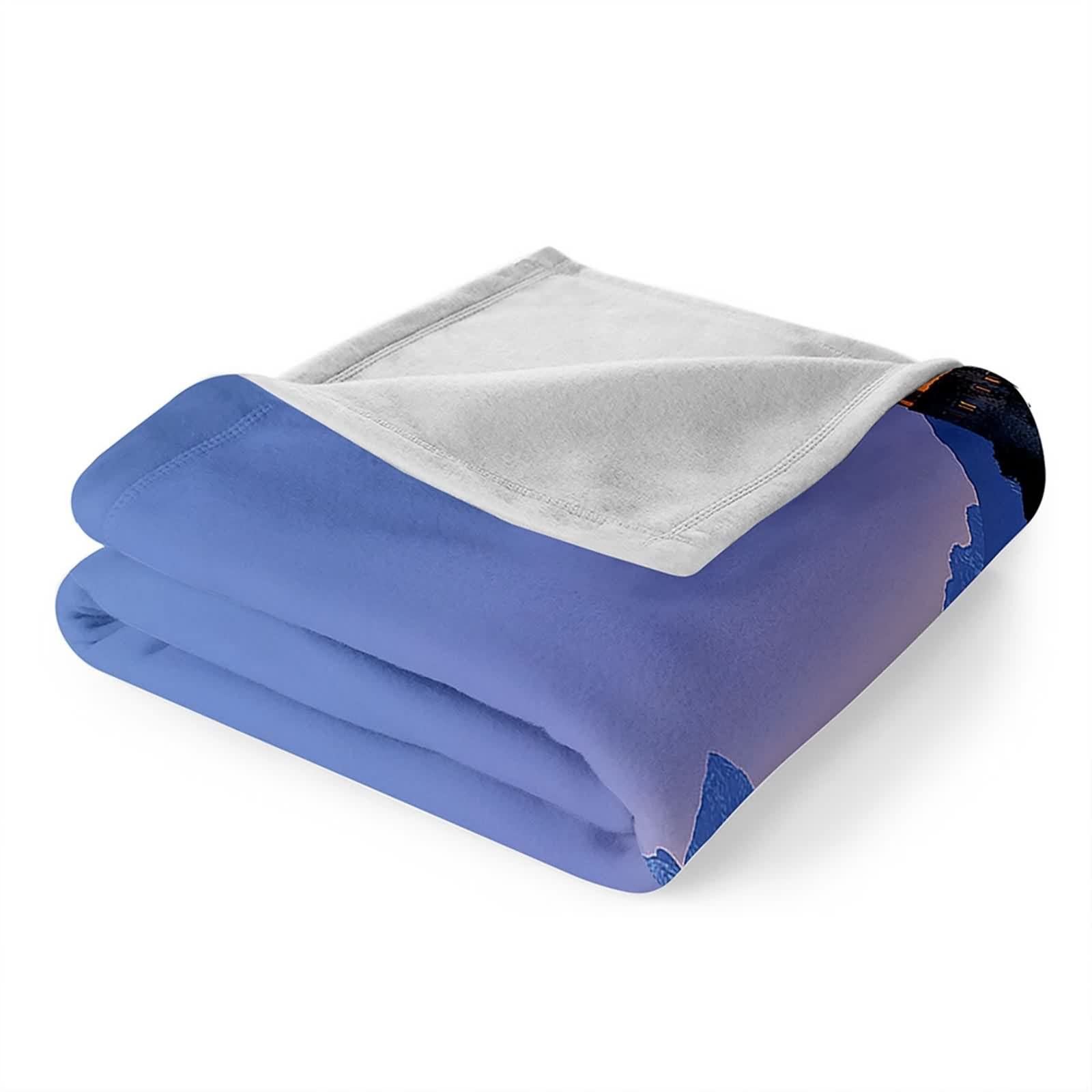 Coperta Invernale Flanella,Coperta Invernale da Divano Motivo di Montagna e Castello Blu Scuro Verde Coperta Invernale 150x200cm