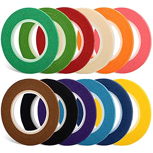 JPSOR 24 Rolls Thin Tape, 1/8 Inches 12 Colors Masking Tape, Violin Tape, Dry Erase Graphic Art Tape, Grid Marking Tape, Whiteboard Gridding Tape