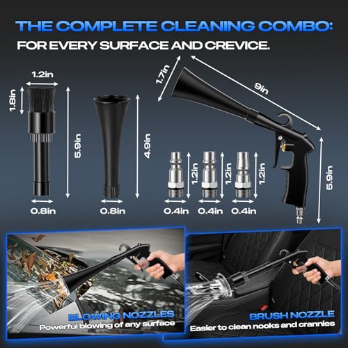 Image of Car Cleaning Gun Detailing Interior Dryer Air Blow Gun, High Pressure Blower Gun, Car Detailing Kit Interior Cleaner, Car Detailing Tools for Car Quickly Blasts Dirt and Dust Works with Air