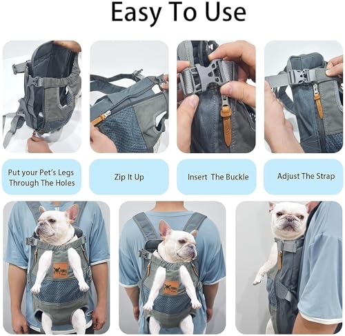 Image of Pet Carrier Backpack Adjustable Puppy Cat Dog with Wide Straps Shoulder Pads Carrier Backpack Travel Bag, for Small Medium Pet (Grey, NEW 1)