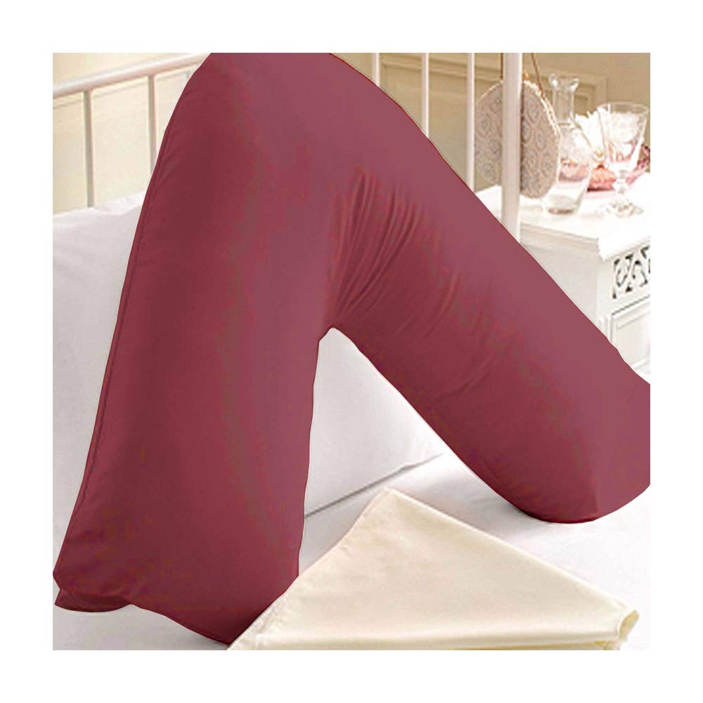 Slumber Nights V Shaped Pillowcase Cover Plain Polycotton 1 Piece Pack (Wine)