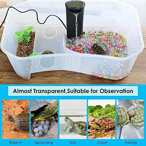 Image of Jainsons Pet Products Turtle Tank Aquarium-Turtle basking Platform，Swimming Area, breeding Hibernation Area, (Accessories not Included) Color May Vary (15 INCH-TANK-D-13)