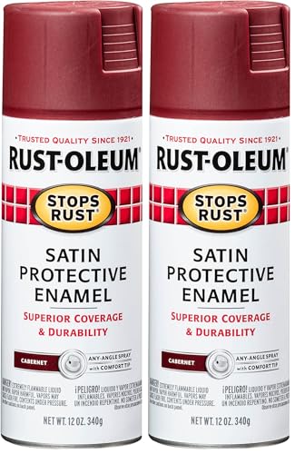 Image of Rust-Oleum 248635 Stops Rust Spray Paint, 12 oz, Satin Cabernet (Pack of 2)