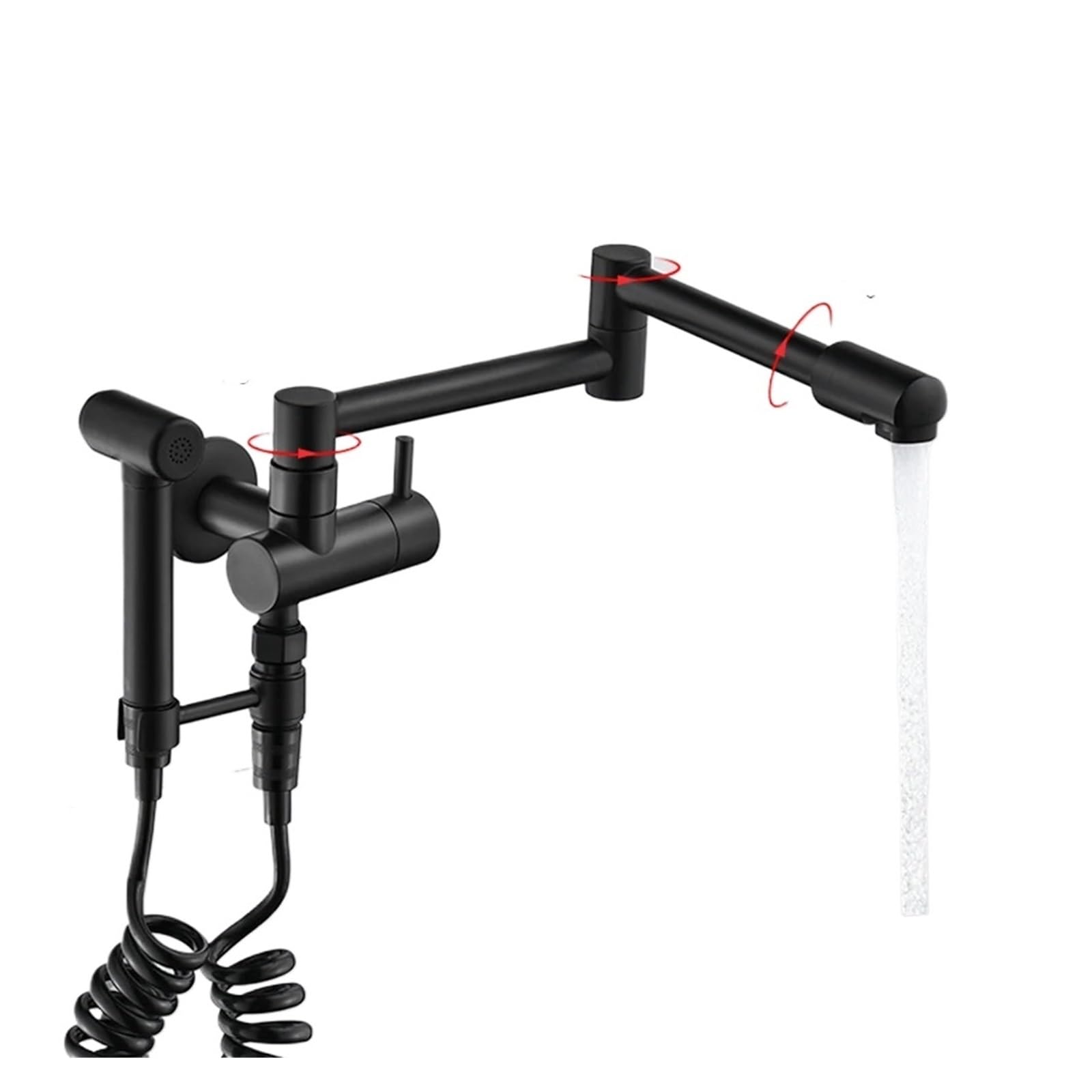 Ewsdsfs Sliver A Pot Filler Folding Kitchen Sink Faucet With Sprayer Gun Single Handle Retractable Brass Swing Arm Wall-Mount Bathroom Basin Tap(Sliver A)