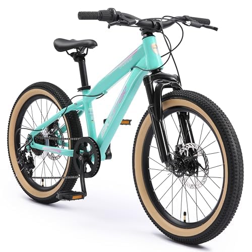 BIKESTAR Kinder Fahrrad Mountainbike 7 Gang Shimano, Scheibenbremse ab 6 Jahre | 20 Zoll Kinderrad MTB | Mint