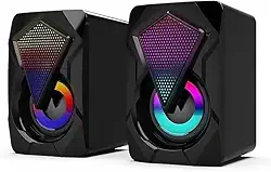 Caixa de Som Multimídia com Iluminação RGB, 6W RMS, Entrada P2 3,5mm, USB 5V, Som Estéreo Hi-Fi, Controle de Volume para PC e Notebook