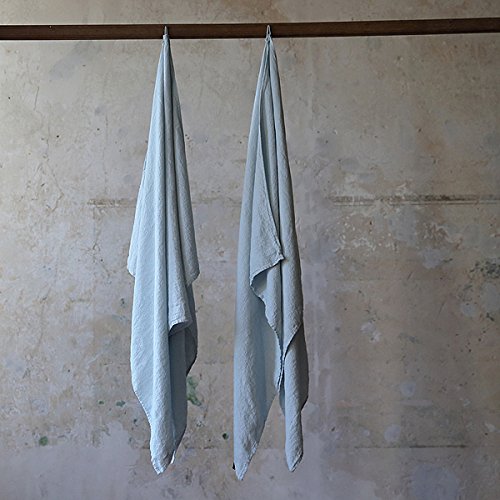 Asciugamano Da Bagno In Lino Linenme 75x130 Cm – 100% Lino, Blu Ghiaccio, Morbido E Assorbente