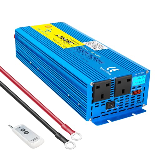 Cantonape Power inverter Pure Sine Wave 3000W 6000W DC 12V to AC 240V voltage converter with wireless remote controller & dual AC outlets for RV Truck Car