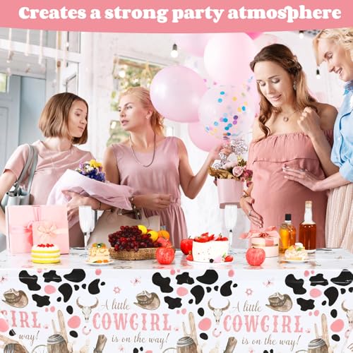 Image of Ganeen 3 Pcs Western Cowgirl Party Decoration Cowgirl Tablecloth Disposable Plastic Table Cover Waterproof Tablecloth for Western Rodeo Baby Shower Birthday Party Decor, 54 x 108 Inch