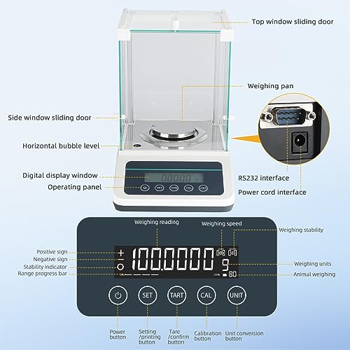 Image of Precision Lab Scale 0.0001g - Analytical Balance,Laboratory Electronic Balance with Digital Weights and RS232 Interface（120gx0.1mg）