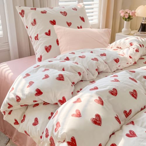 BEDSURE Bettwäsche 135x200 2teilig Mikrofaser - Herzen, 1x80x80 Kissen – Ansicht 1