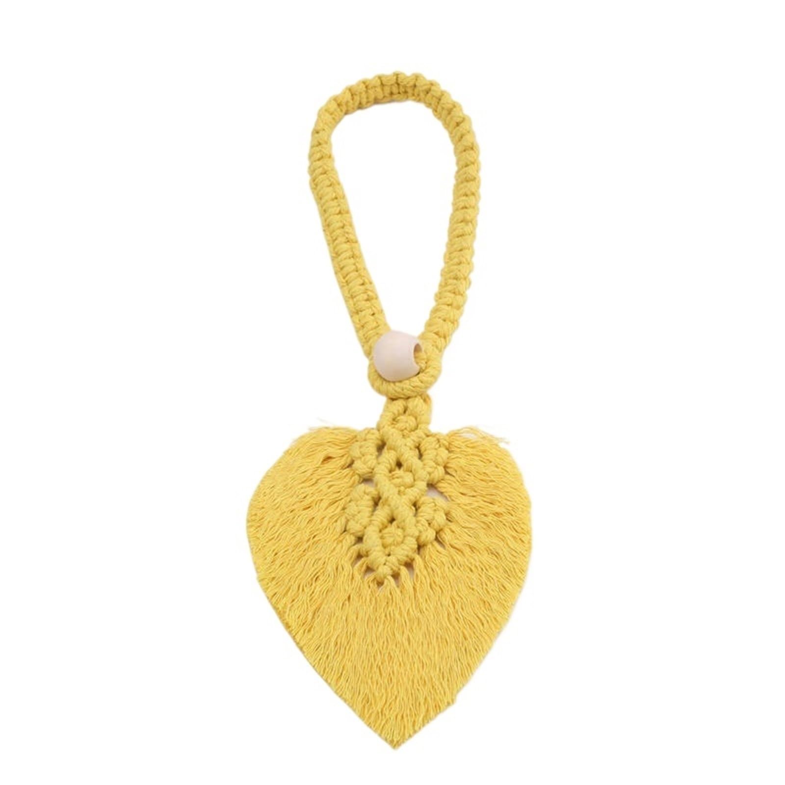 Alzapaños De Cortina Trenzados 6 alzapaños de Cortina Hechos a Mano con borlas de macramé en Forma de Hoja, Trenzados, for decoración del hogar(Yellow)