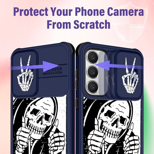 Funermei for Samsung Galaxy S24 FE Case with Ring Stand, Skeleton | Silde Camera Protection,Dual-Layer Hard PC Protection, Cute Girly Phone Cover for Women Girls - image 4
