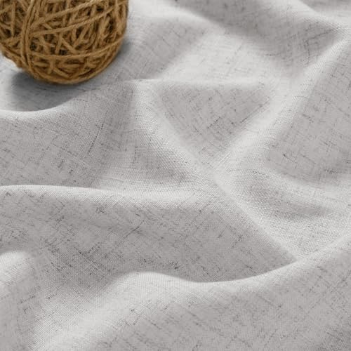 Image of Nanspring Light Grey Curtains 80 Inches Length for Living Room Back Tab Rod Pocket Semi Sheer Linen Drapes Muted Neutral Boho Grey Linen Textured Window Curtain for Dining Room Bedroom 52X80 Inch