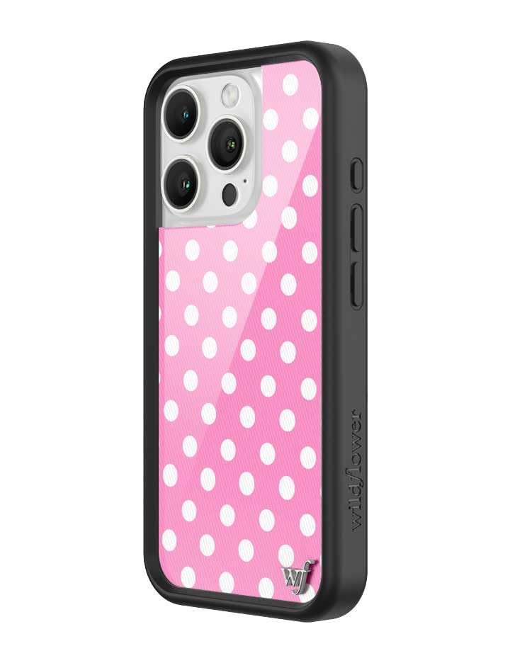 Image of Wildflower Cases - iPhone 16 Pro Compatible - Pink Polka Dot | Impact-Certified 6.5 ft Drop Protection Case, Raised Protective Bumper, Cute Aesthetic Design, Women-Owned Small Business