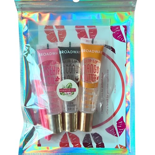 Broadway Vita-Lip Clear Hydrating Lip Gloss, Lip Gloss Set, 0.47oz/14ml (3PCS LIP GLOSS SET - Rosehip Oil & Coconut & Mango) Bundle, Perfect Pout Card, lip applicators - Tropical Bliss - Image 5