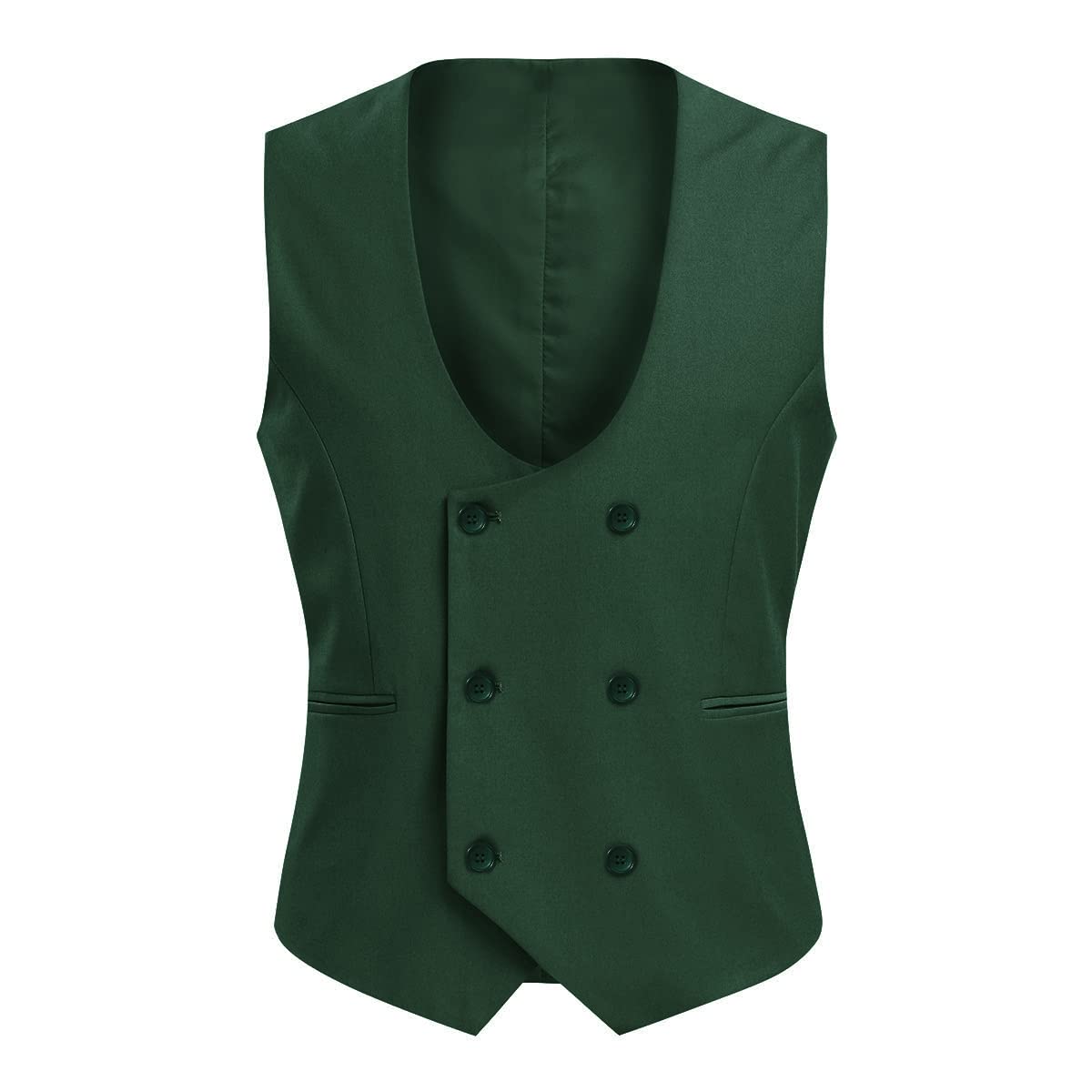 Allthemen Gilet da Uomo Gilet da Abito Doppiopetto Gilet da Uomo Western con Scollo Rotondo per Affari