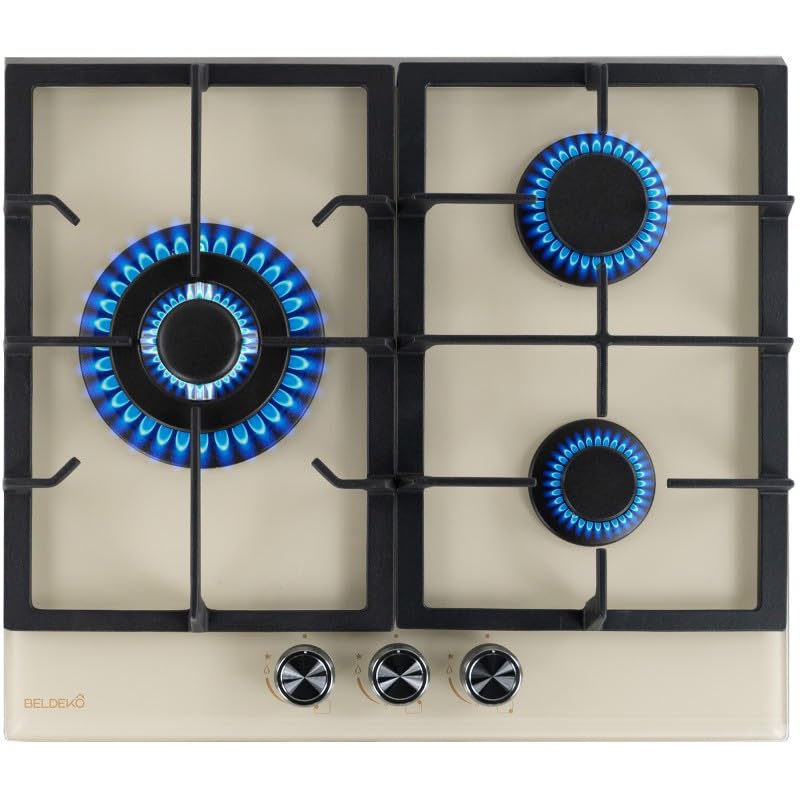 BELDEKO Plaque Gaz 3 Feux 6200W Beige - Marque Française