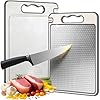 Tábua de Corte Inox para Cozinha Dupla Face + PP | Corte Higiênico para Carnes, Legumes e Frutas | Alça Ergonômica, Afiador Integrado, Borda Protetora | Fácil de Limpar, Uso Diário em Casa e Churrasco