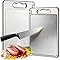 Tábua de Corte Inox para Cozinha Dupla Face + PP | Corte Higiênico para Carnes, Legumes e Frutas | Alça Ergonômica, Afiador Integrado, Borda Protetora | Fácil de Limpar, Uso Diário em Casa e Churrasco