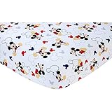 Mickey Mouse Disney Baby “Let’s Go Mickey ” Baby Crib Sheet, 28” X 52”, Fits Stand Size Crib Mattress