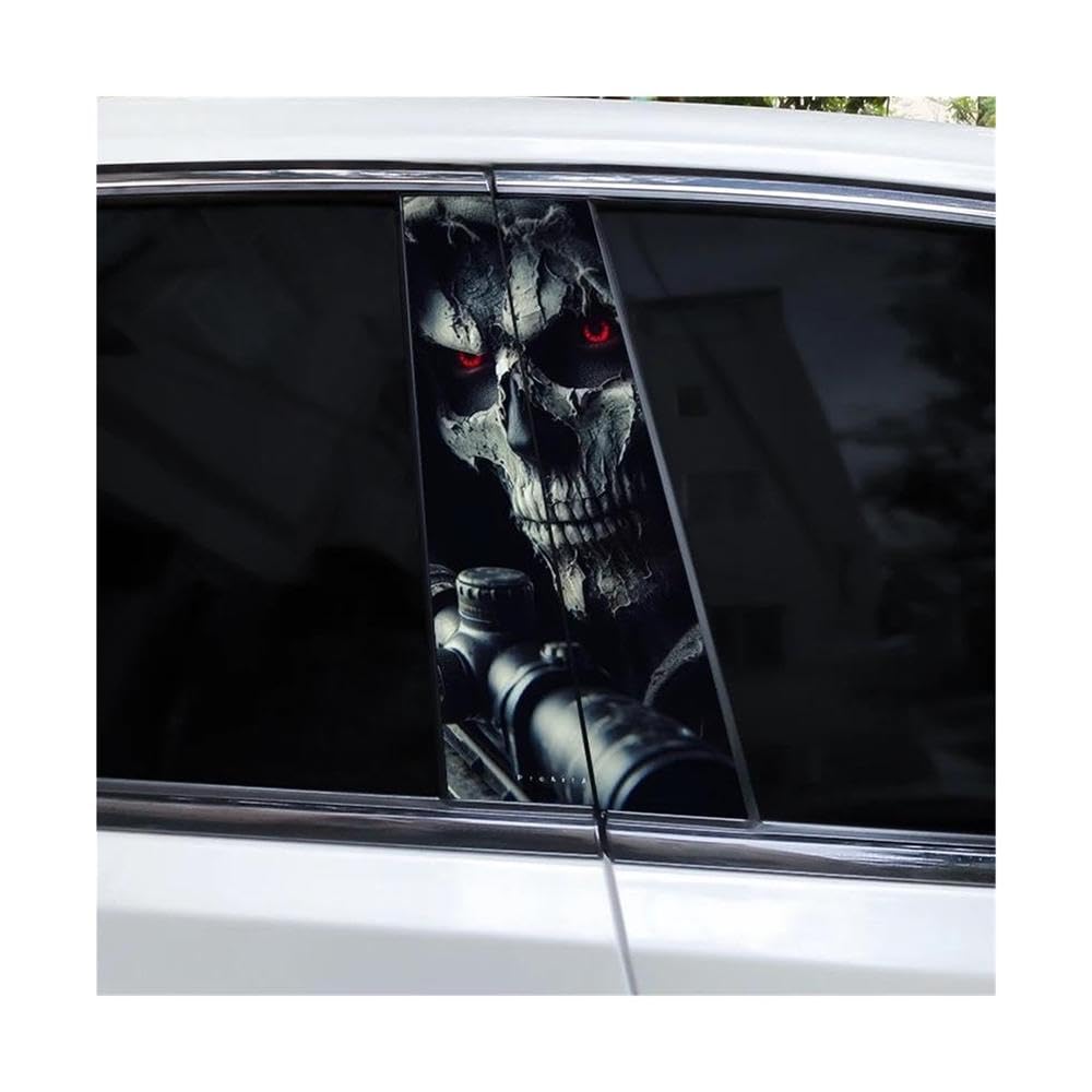 Body Parts 2pcs Skull B-Pillar Sticker Waterproof Car Door Pillar Decal(H)