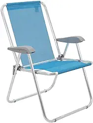 Cadeira de Praia Tramontina Creta Master em Alumínio com Assento Azul