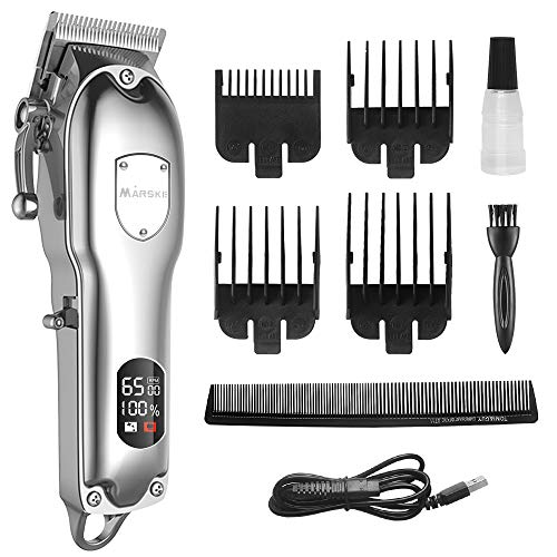 Nekan - Cortapelos profesional sin cables para cortapelos para hombre, recortadora de barba eléctrica, recargable, 2500 mAh, 300 min, tiempo de trabajo, 6500 RPM, pantalla LED