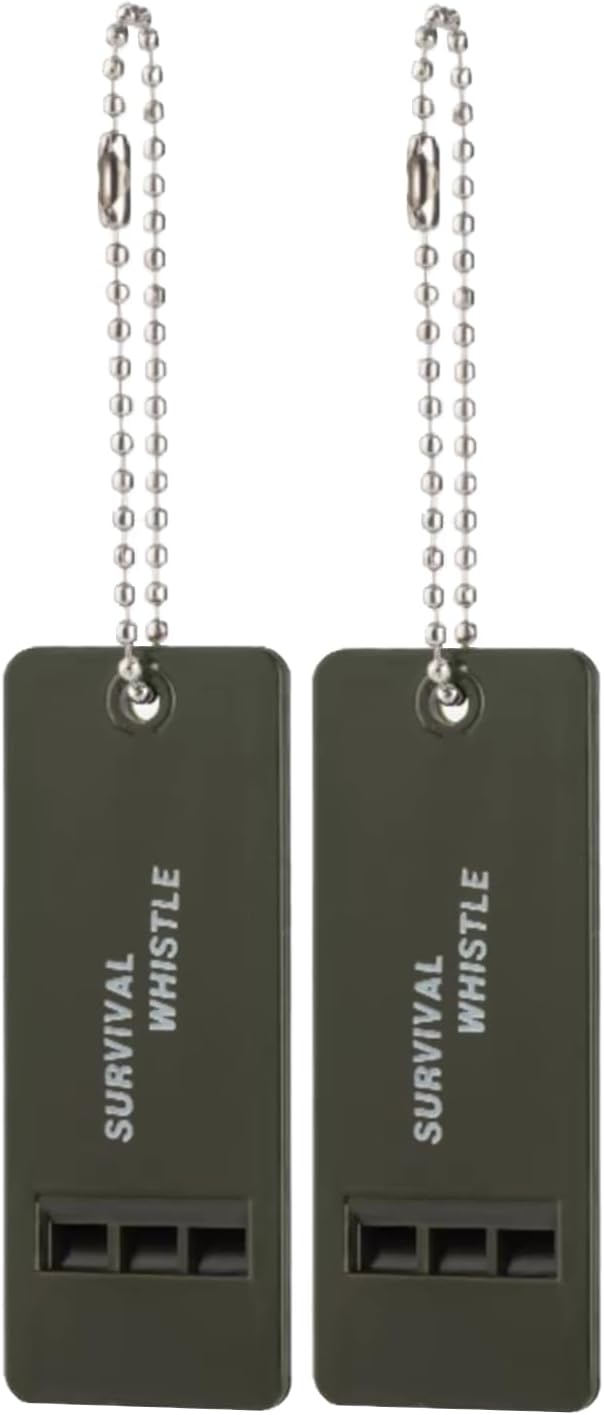 2PCS Outdoor Survival Whistle, Triple Holes Design Emergency Whistle, Multi-Audio Safety Lifesaving Whistle for Camping, Boating, Kayaking, Hunting, Fishing, Hiking