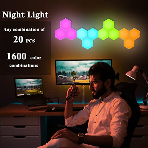 Image of YXQUA Hexagonal Wall Light Modular Touch Sensitive Lights Creative Geometry Assembly LED Hexagon Lights Suitable for Iving Room,Bedrooms,DIY Lovers, Gifts (10 Pack)