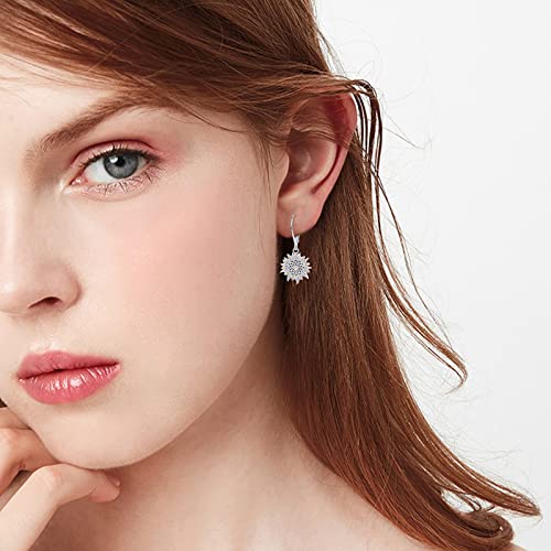 Sunflower Leverback Earrings S925 Sterling Silver Earrings You Are My Sunshine Dangle Earring Jewelry for Women 5