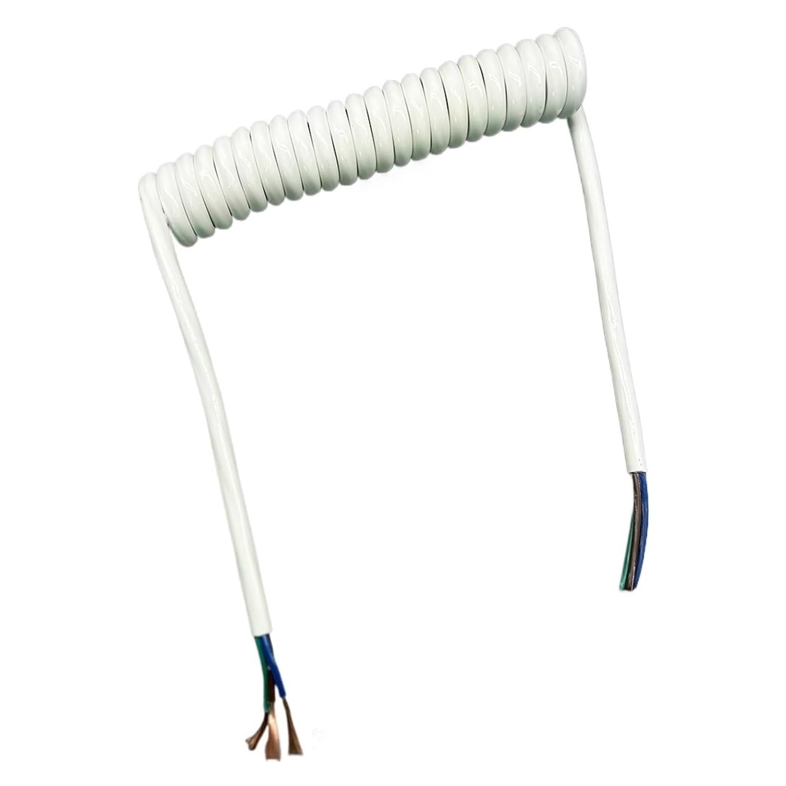 Sprężynowy kabel spiralny 3 rdzenie 1,5 mm2 drut sprężynowy w osłonie biały poliuretanowy kabel izolacyjny fala sprężynowa elastyczny czysta miedź przewód zasilający cewka(Stretch 5.0 Meters)