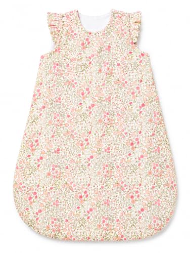 Image of TuddyBuddy Baby Cotton Wearable Quilted Sleeping Bag Blanket 1.5 Tog with 2 Way Zipper Closure | Ideal for Babies & Kids Hypoallergenic Fabrics | (Ditsy Floral - Frill Sleeves, 6-12 Months)