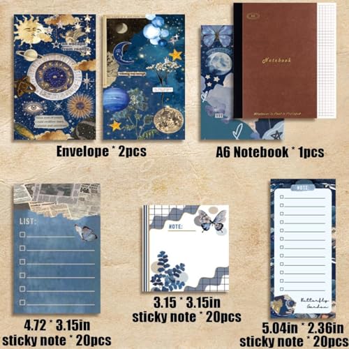 Image of GDNK Scrape Book Kit Scrapbooking Kit Vintage Journal Scrapbook Pack DIY Paper Stickers, Craft Kits Notebook, Collage Album Aesthetic Sticker Journaling Scrapbook Photo Album (Intercropping Butterfly)