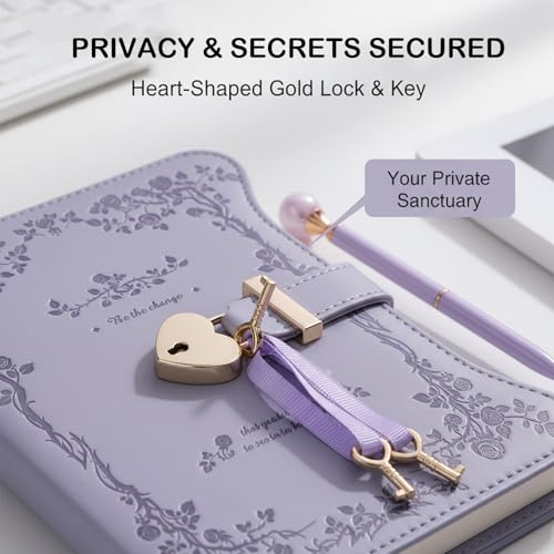 Journal intime avec serrure et clés en cuir PU violet de qualité