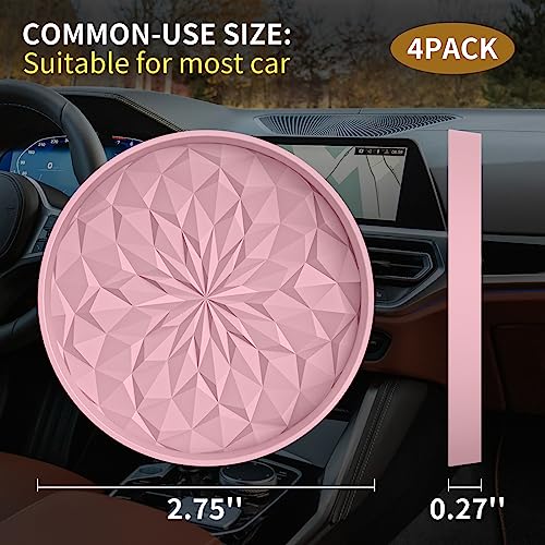Image of ME.FAN Car Coasters for Cup Holders [4 Pack] - 2.75In Silicone Auto Mug Mats - Universal Non-Slip Recessed Car Interior AccessoriesDusty Rose