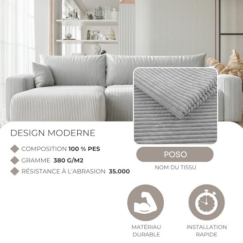 GREKPOL Sofa mit Schlaffunktion 278x145 Sofa 3 Sitzer XL - Ecksofa mit Schlaffunktion und Bettkasten - Schlafsofa mit Bettkasten - Wohnzimmer Couch – Bild 6