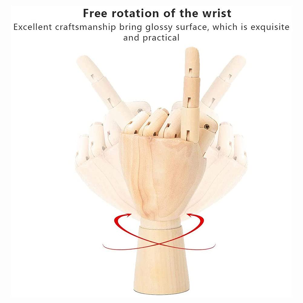 Houten handmodel, houten kunst mannequin handmodel standbeeld kunst houten hand flexibele beweegbare vingers oefenpop handfiguur voor het tekenen van kunstbenodigdheden