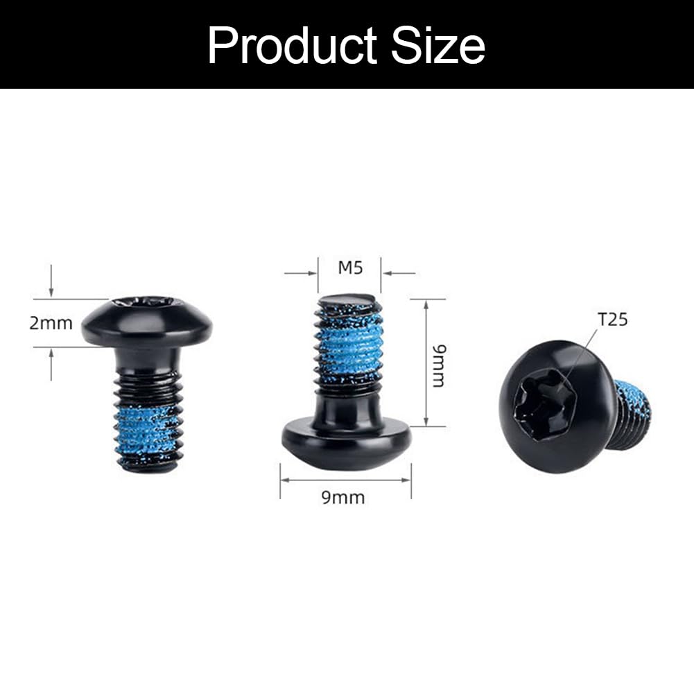 Viti per Freni a Disco per Bicicletta, 12 Pezzi Bulloni del Rotore del Freno a Disco T25, M5 x 9 mm, per MTB, Biciclette da Strada, in Acciaio, Nero
