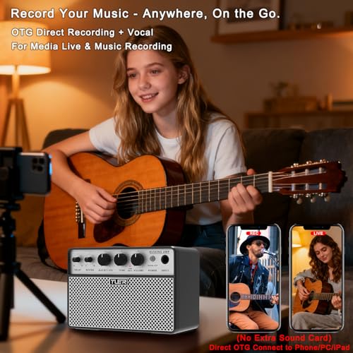 Image of Yuer BA-10Pro 10W Acoustic Guitar Amp, Portable Vocal & Guitar Amplifier with Digital Delay /Reverb Effect Headphone Jack /OTG for Recording, Practice, Travel Guitars Amp with Carry Bag