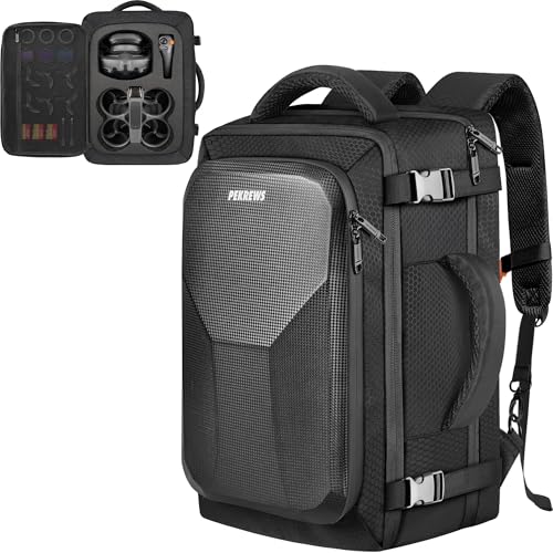 PEKREWS Avata 2 Case Expandable Carry On Bag for DJI Goggles 3 RC Motion 3 Large Capacity Avata 2 Backpack Fits 17.3 Inch Laptop and DJI Fly More Combo Travel Drone Carrying Case for Accessories
