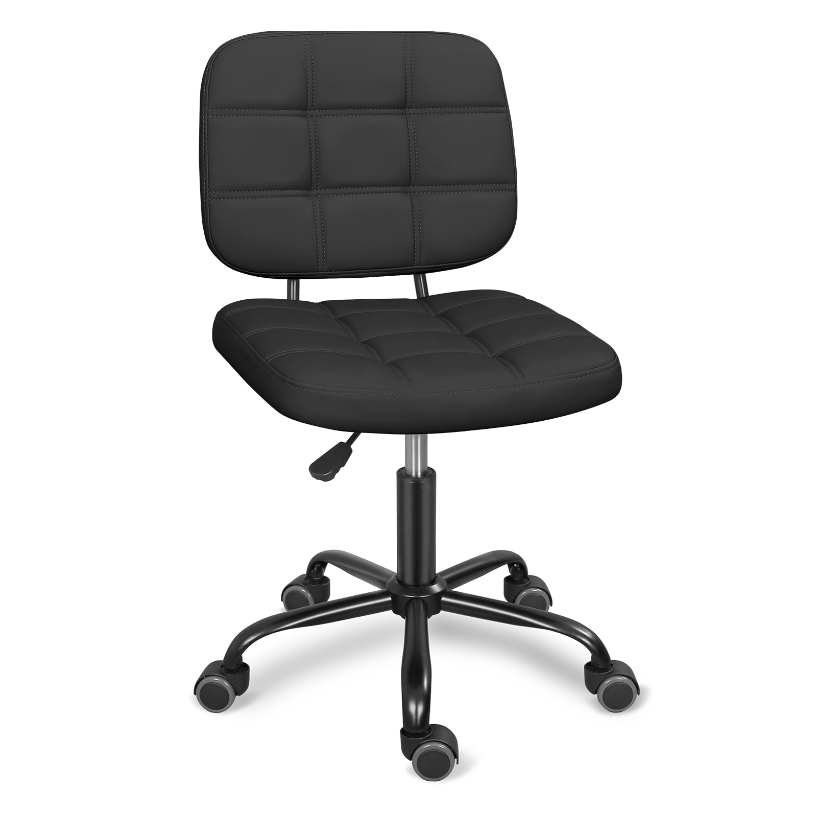 Leader Accessories Silla de Oficina, Silla de Escritorio de Oficina sin Brazos con Ruedas Ergonómica Moderna con Ruedas Giratorias de 360° Sillas de Trabajo para Computadora de Altura Ajustable Negro