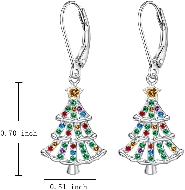 925 Sterling Silver Christmas Earrings Christmas Tree Earrings for Women Winter Holiday Jewelry Gifts for Women - Image 6