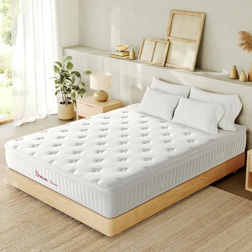 INRE Matelas 160 × 200 cm,Épaisseur 30 cm, Matelas Hybride à Ressorts Ensachés,Certifié Oeko-Tex,Matelas en Mousse à Mémoire de Form,Confort en 7...