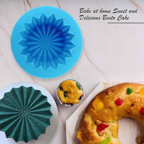 Image of MoldBerry Origami Silicone Bento Cake Mold - 7.5cm Deep Non-Stick Mini Baking Pan for Cakes, Cheesecakes, Cupcakes, Muffins, Tarts & Chocolates - Reusable, Flexible Mold (Pack 1)