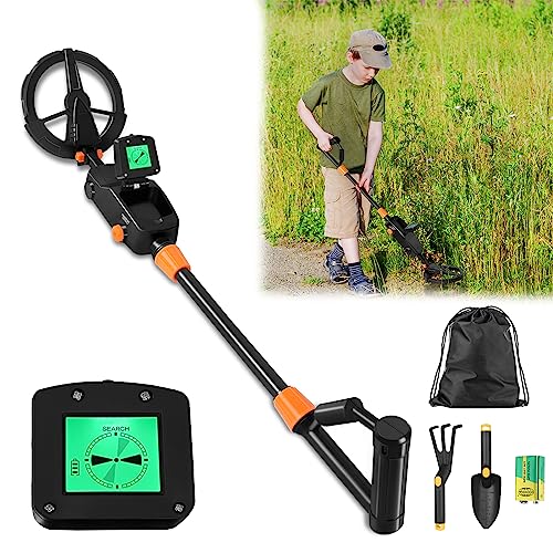 YRHome Metalldetektor Kinder mit LCD-Display Hochempfindlicher Metalldetektor für Kinder, Anfänger Outdoor-Schatzsuche Leichter Kindermetalldetektor mit Tragtasche und Graber (Typ A Schwarz)