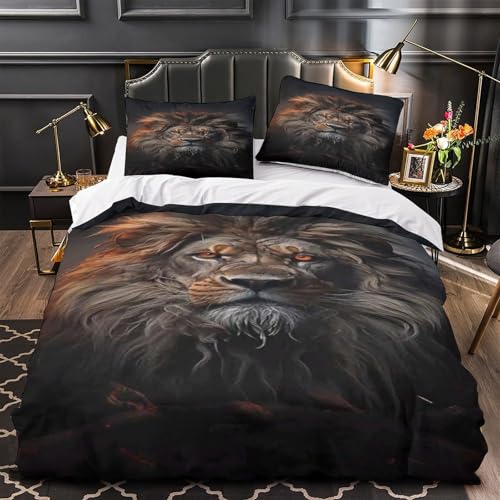 Housse de couette lion royal 3D, linge de lit de qualité supérieure - 2
