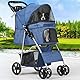YITAHOME Haustierbuggy für mittelgroße Hunde, 4-Rad-Hundebuggy mit Aufbewahrungskorb, faltbarer Haustier-Reisewagen mit Getränkehalter und Aufbewahrungskorb (Blau)