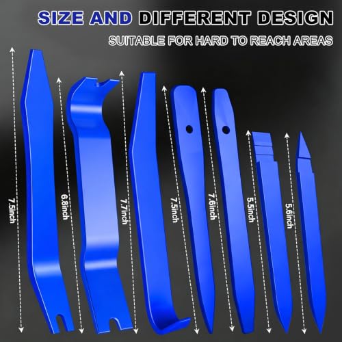 Image of 22Pcs Car Trim Removal Tool Kit, Panel Clip Plier Pick Hook Set, Blue